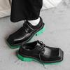 Fashion2024 Men's Japan Karajuku Korean Style Fashion Streetwear Thick Platform Casual Green Leather Shoes Lace Up Dress Leather Shoes