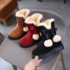 Children's Snow Boots Girls' Winter Models Fleece Bow Non-slip Fur Integrated Girls' Thickened Boots Cotton Shoes