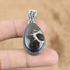 Moroccan Mud Crack Fossil Stone Vintage Mother Boho Pendant 925 Sterling Silver