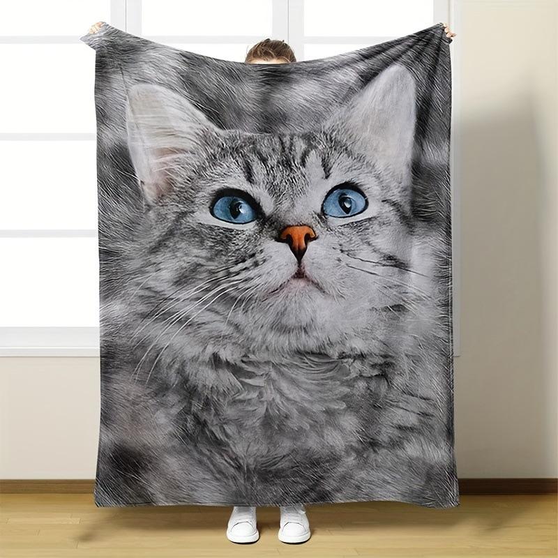 Cute Pet Cute Cat Blanket Fun Kitten Soft Flannel Blanket Modern Suitable for Home Air Conditioner Blanket