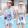 Women's Sporty Three-Piece Split Bikini: Small Chest Tummy Control, Slimming, Conservative Boyleg Onsen Swimwear