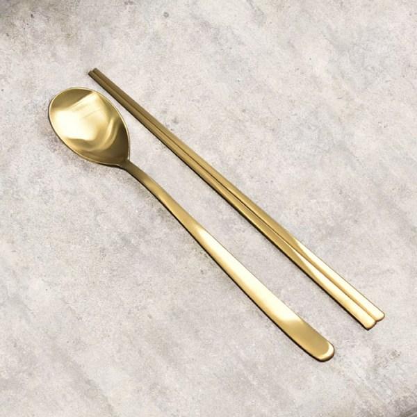 Willive Domestic Stainless Steel Cutlery Set, Titanium, Spoon + Chopsticks, 2 Sets, Korean Popular Tableware
