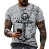 Men's Summer Short Sleeved Casual Tshirt Oversize Men 3D Printing T-Shirt Anchor Print Fashion Men for Male Summer