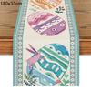 2024 Easter Rabbit Table Runner Linen Bunny Dining Table Cloth Placemat Spring Holiday Happy Easter Decoration For Home Kitchen
