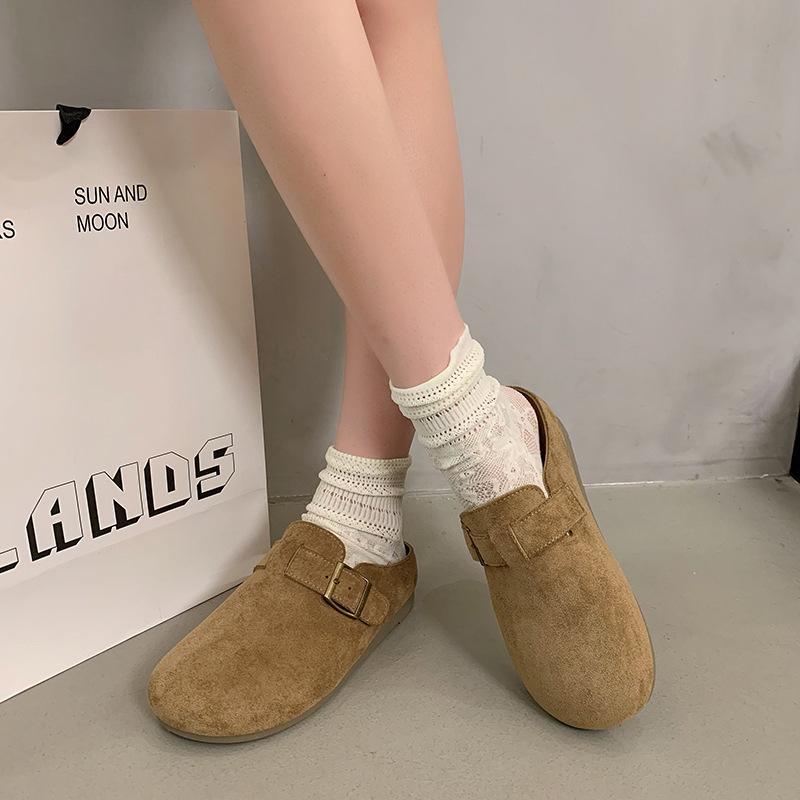 Retro French Baotou Half Slippers Women's 2025 New Summer Fashion Outer Wear Lazy Versatile Flat Thick Bottom Increase