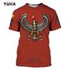 Men's T-shirt Summer Retro Style Fashion Egyptian Pharaoh Print Short Sleeve Tee Shirts Quick Dry Men's Crew Neck Loose Tops