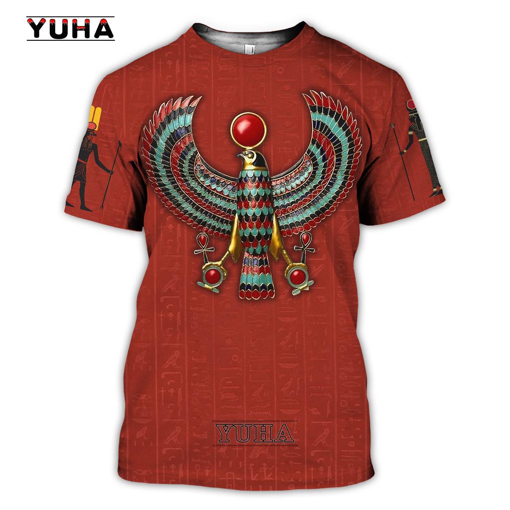 Men's T-shirt Summer Retro Style Fashion Egyptian Pharaoh Print Short Sleeve Tee Shirts Quick Dry Men's Crew Neck Loose Tops