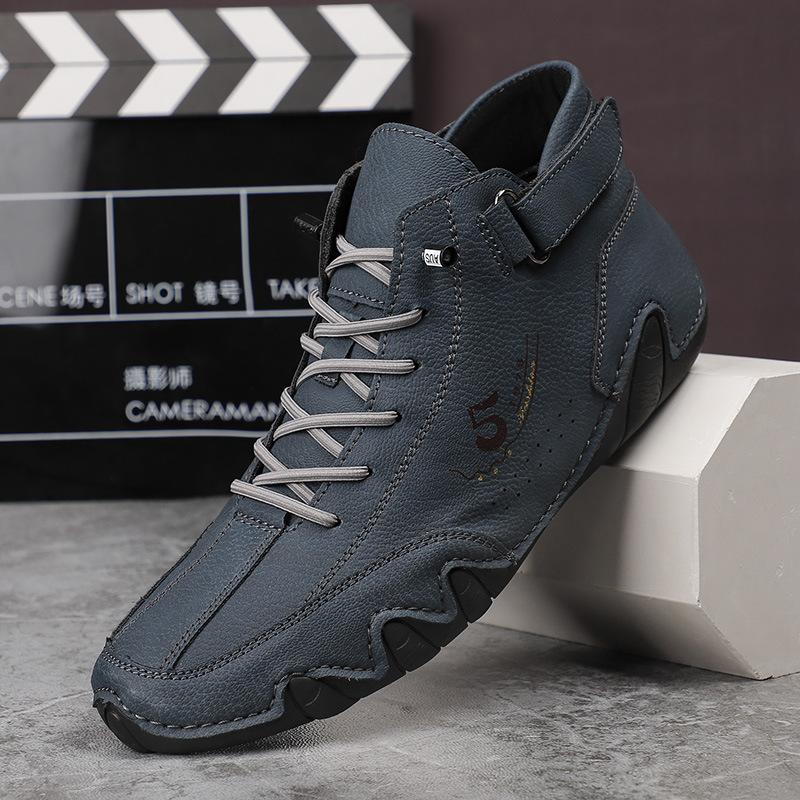 Spring and Autumn Men's Martin Boots Casual Leather Shoes Breathable Octopus Board Shoes Soft Sole Comfortable Youth Bean Shoes