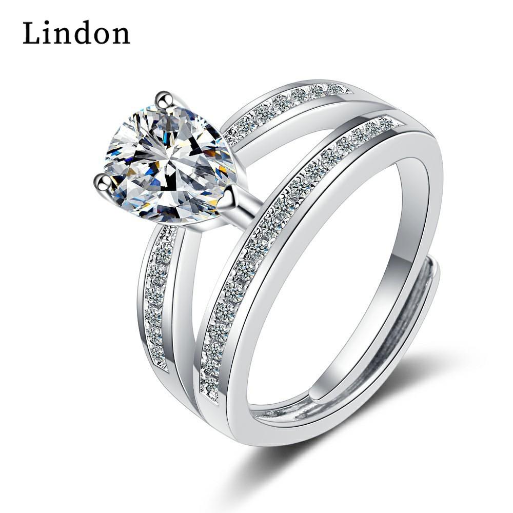 Lindon Classic Copper Zircon Ring Ladies Jewelry Wedding Promise Party Gift