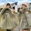 Women's Cotton-padded Parka Cotton-padded Coat Medium and Long Hooded Jacket Winter Warm Lamb Wool