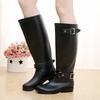 Women's Rain Boots Fashion High-Tube Rubber Boots PVC Rubber Galosh Designer Zip Waterproof Garden Work Boots Botas Lluvia Mujer