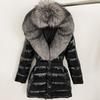 2025 Women's Shiny Coat: Fox Fur Collar, Thickened Long Down Jacket
