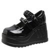 Fashion 10CM Punk Goth Girls Mary Jane Pumps Lolita Cosplay Black High Wedges Platform Shoe Woman Buckle High Heeled Stylish Comfy Pumps