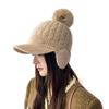 Autumn and Winter Ladies Rabbit Ears Knitted Hat Padded Warm Ear Protection Cap Wool Hat Thickened Duck Tongue Hat  Beret
