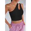 Women's One Shoulder Cut Out Detailed Crop Top Blouse