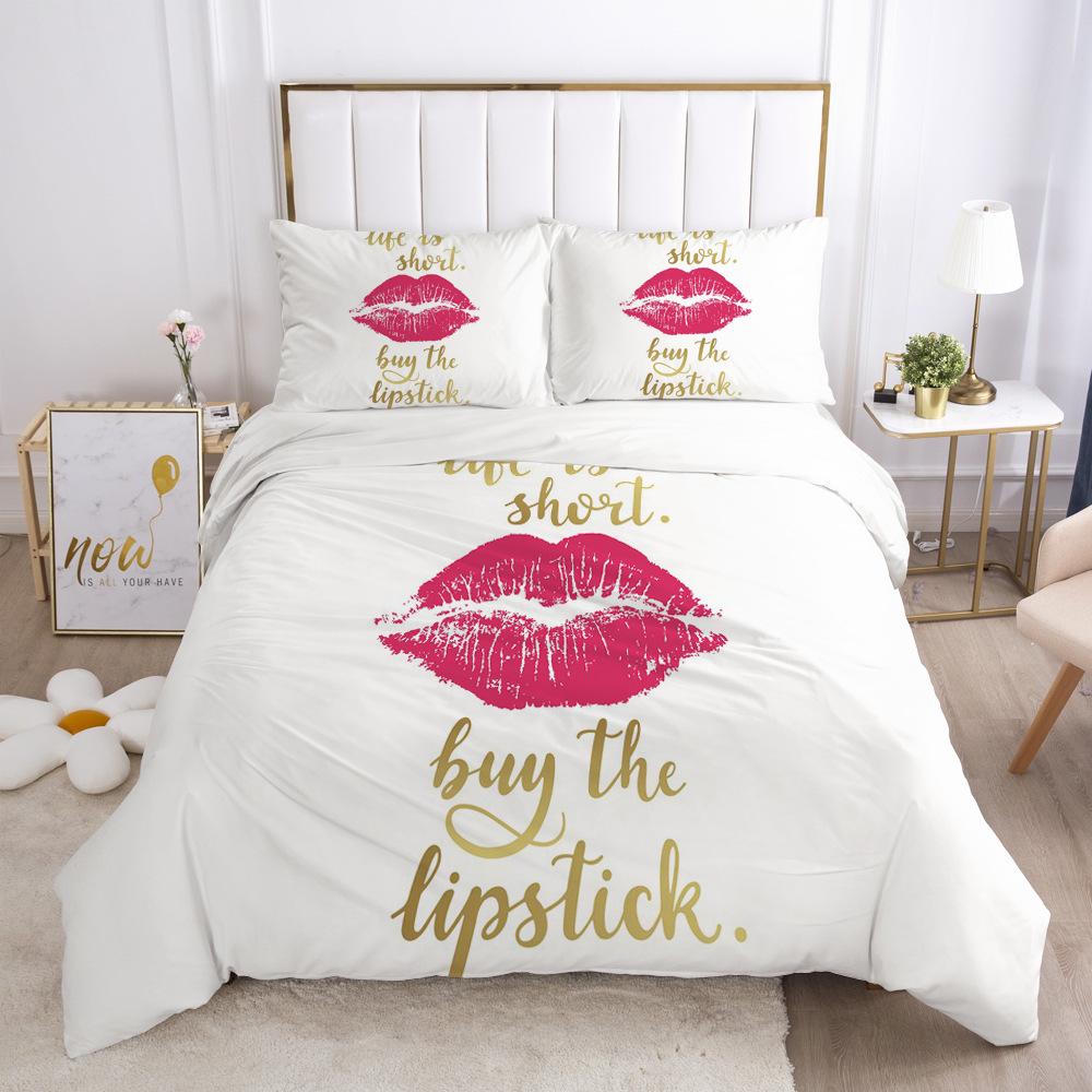 3D Sexy Lips Bedding Set Kiss Me HD Printing Duvet Cover 2/3 Pieces AU140 * 210 Full-size Soft Home Decoration