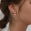 ANENJERY Pearl Hoop Earrings for Women Round Wedding Gold Earrings Party Jewelry