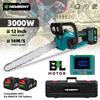 12 Inch Brushless Electric Chainsaw LED Display Cordless Wood Cutting Garden Logging Saw For Makita 18V Battery