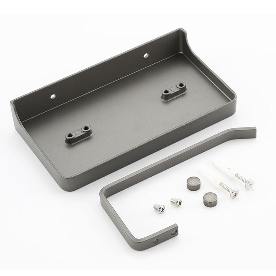 Paper Holder with Shelf Aluminum Black White Grey Wall Mount Kitchen Bathroom Toilet Paper Towel Roll Rack Storage Tissue Hanger