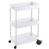 OTYTY Kitchen Cart, Mobile Storage Rack, Under-Desk Cart with Casters, White, 3 Tiers, 22.5cm Wide13cm Wide, Heavy-Duty Capacity, Stylish Design for