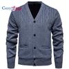 Cozy Up Men's Cardigan Sweater Blend Cable Knit V Neck Buttons Cardigan with Pockets