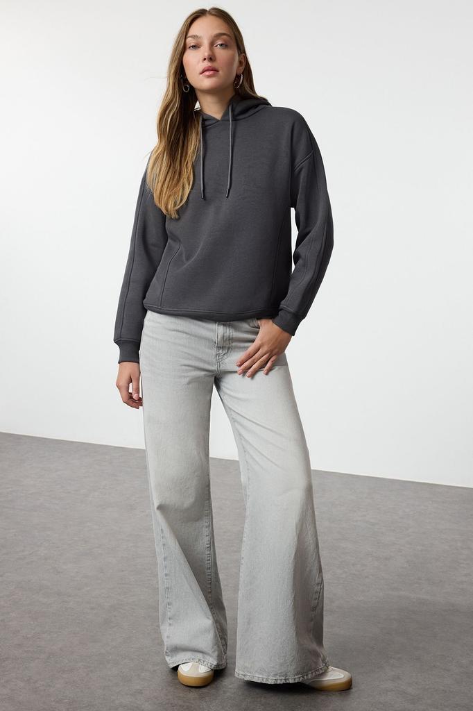 Женская модная стильная толстовка Stone Oversize, толстая флисовая вязаная толстовка с капюшоном