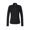 Fleece Mock Neck Half-Zip Knit Long Sleeve T-Shirt Women Tops Deep-Black A11W511218FBK
