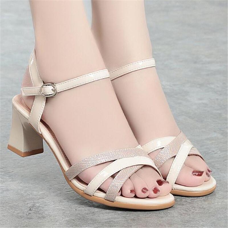 Fashion 2024 New Women Sandals Waterproof Platform Word Buckle High Heels Summer New Fish Mouth Sexy Sandals Ladies Shoes Gold
