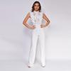 Women's High Waist Straight Sleeveless Design Sense High Collar Lace Lace Jumpsuit
