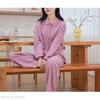 Yes Family Cotton Gauze Long Open Double Loungewear Size Pink Women's 100% Pajamas, Sleeves, Front, Gauze, Set, Autumn, L,