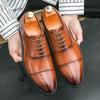 Size 48 Men's Pointed Leather Shoes Business Dress Lace-Up Men's Shoes Trend Groom Wedding Wedding Shoes