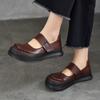Genuine Leather Vintage Shallow Flat Shoes Round Toe Handmade Versatile Women's Shoes
