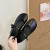 2025 Spring New Korean Version Mary Jane Shoes Women's Retro Shoes Niche Design Flat Bottom One-word Buckle Shallow Mouth Single Shoes