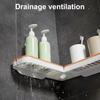 Wall Mount Corner Shelf Punch Free 180 Degree Rotatable Hollow Drain Bathroom Shower Shampoo Storage Rack Holder Organizer Bathroom Supplies