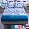 Waterproof Printed Bed Fitted Sheet Mattress Covers Four Corners With Elastic Band Sheet for Bed Anti-slip Bed Sheets (Without Pillowcase)