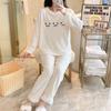 Thickened Warm Sleepwear for Winter Women Pajamas Flannel Cartoon Panda O-Neck Coral Velvetplus Winter Pajamas Ladies