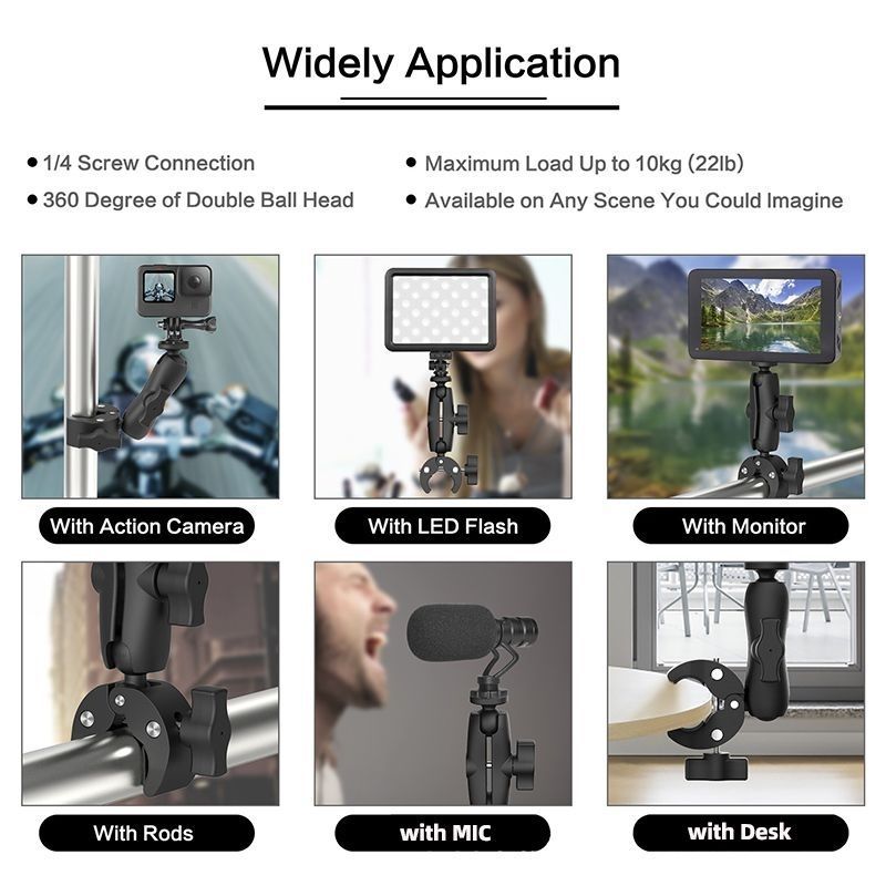 Super Clamp Camera Mount for Monitor 360° Ball Head Magic Arm Adapter for Camera Gopro Video Light Photography Filming Studio