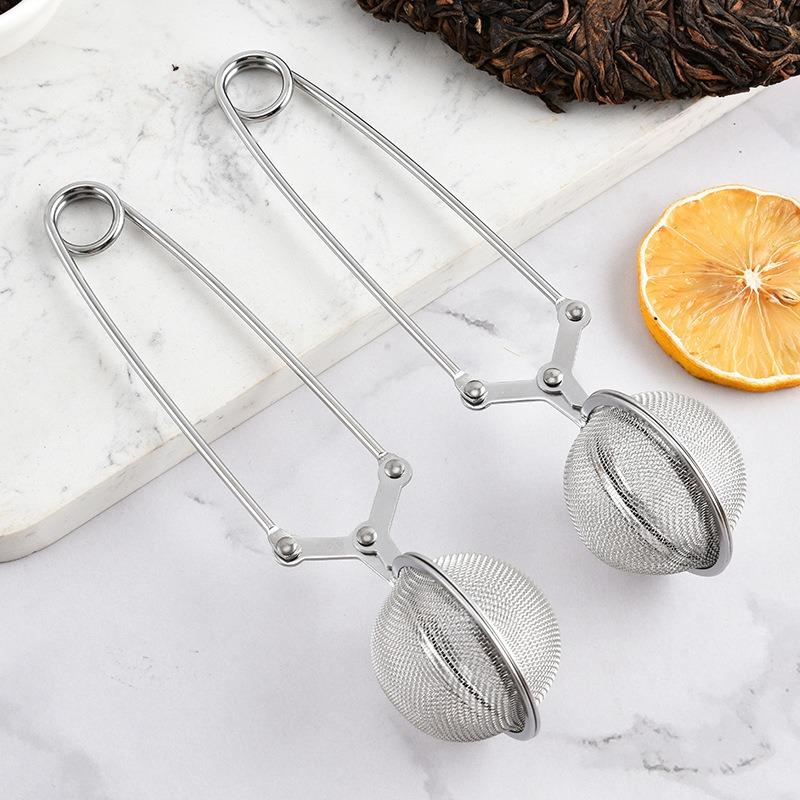 1Pc Stainless Steel Handle Tea Ball Tea Clip To Make Tea Mesh Filter Seasoning Mesh Leakage Ball Clip Easy To Make Tea Ball