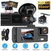 HD 1080P Car DVR Camera 2/3 Lens 2-Inch Dash Cam Driving Recorder Wide Angle Night Vision G-Sensor Loop Recording Car Inside Front And Rear Camera