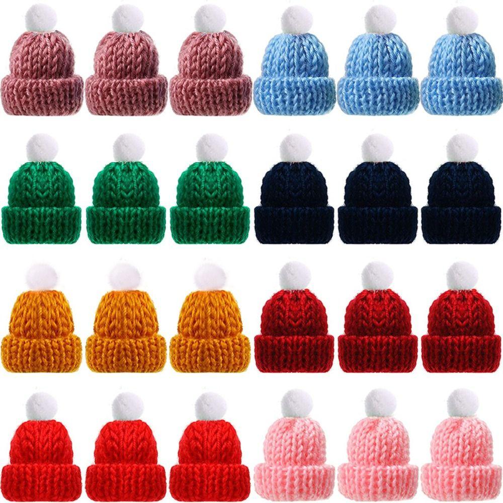 20pcs Yarn Doll Hats Knitting DIY Sewing Crafts Mini Party Cap  Christmas