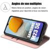Coque pour Samsung Galaxy M23 5G + 2 Verres Trempés - Coque à Rabat Cuir PU Anti-Rayure - Rose