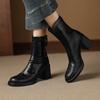 Fashion 2025 New Autumn Women Boots Sheepskin Leather Women Shoes Round Toe Chunky Heel Modern Short Boots Stretch Platform High Heels