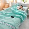 1/3Pc Korean Princess Ruffles Flowers Embroidery Summer Quilt Bedspread On The Bed Quilt Air-conditioning Blanket Bedding Set