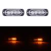 2PCS 12-24V Amber Strobe Side Warning 4 Led Grill Flashing Lightbar Breakdown Emergency For Truck Trailer LED Light