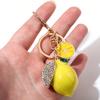 1pc Cute Rhinestone Lemon Shaped Keychain Colorful Fruit Metal Lemon Slice Key Chain Accessory Gift For Mom Friends Lightweight Luxury Accessory