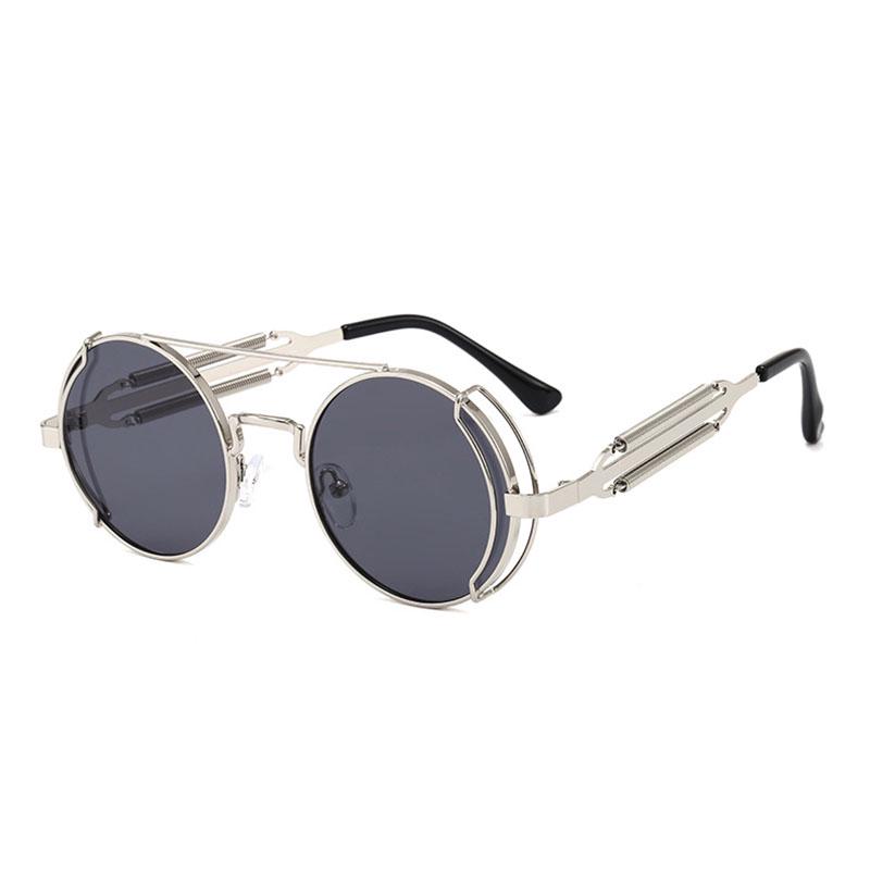 SHAUNA Retro Metal Punk Sunglasses Round Women Gothic Spring Steampunk Shades Men UV400