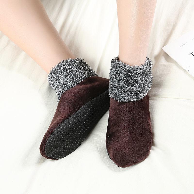 Womens Warm Fuzzy Socks with Non Slip Grip Stretch Velvet Slippers Socks Winter Home Floor Socks