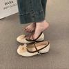 French Evening Breeze Gentle Shoes Flower Decoration Round Head Mary Jane Shoes Versatile Commuting Height Increase Woven Single Shoes Women