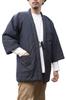Watanosato Men's Cotton Padded Hanten Jacket, Made In Japan, Dobby Weave, Literary Pattern (Navy, One Size Fits All)