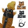 Bearded Dragon Harness And Leash Set Faux Leather Reptile Lizard Harness with Retractable Leash Small Animal Traction Rope Walking Vest Accessories